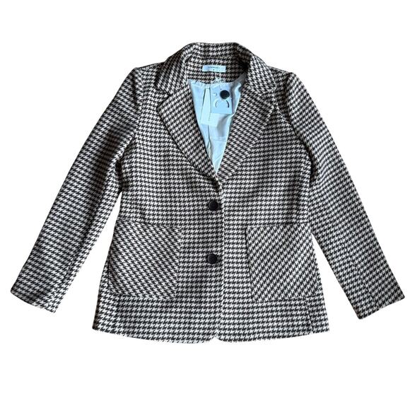 Commense Brown Cream Oversized Houndstooth Blazer Size M Preppy Academia Classic - Picture 4 of 16